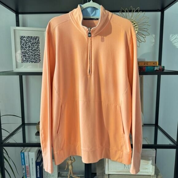 B. Draddy Russel Peach Long Sleeves Slash Pockets 1/4 Zip Pullover Men’s Size XL - Picture 1 of 8